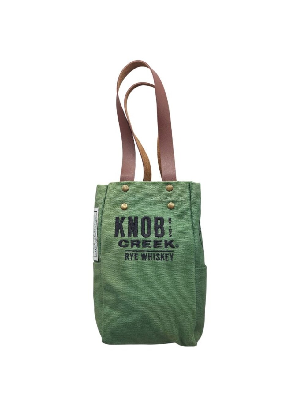 Knob Creek Canvas Single Bottle Whiskey Tote Gift Bag Carrier Leather Straps 9"